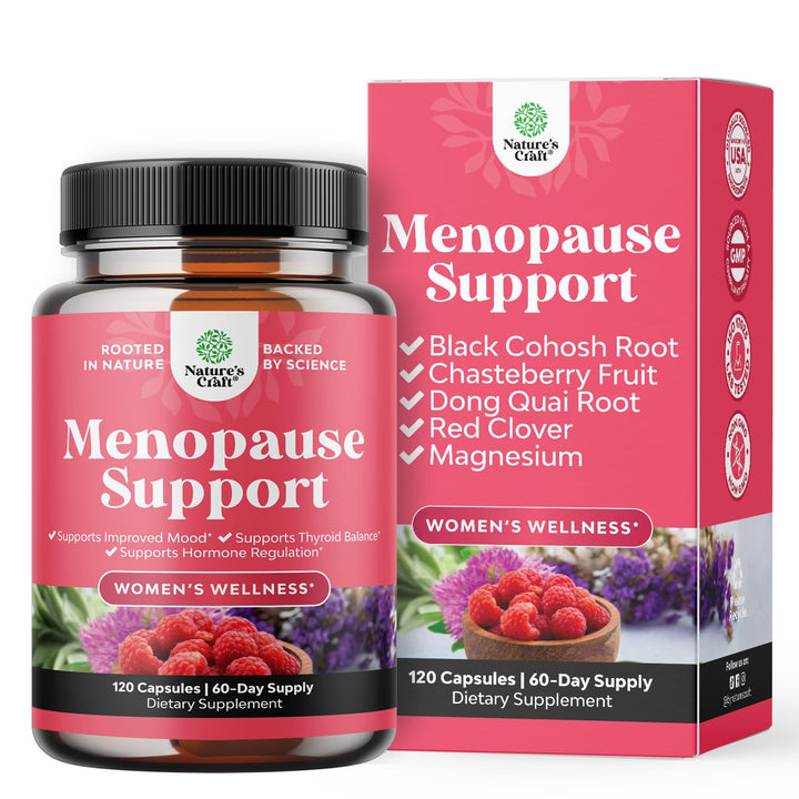 Complete Herbal Menopause Supplement for Women - Female Hormone Balance Capsules for Night Sweats, Hot Flashes & Mood Swings with Dong Quai, Chaste Berry & Black Cohosh Root - 120 Count Pack