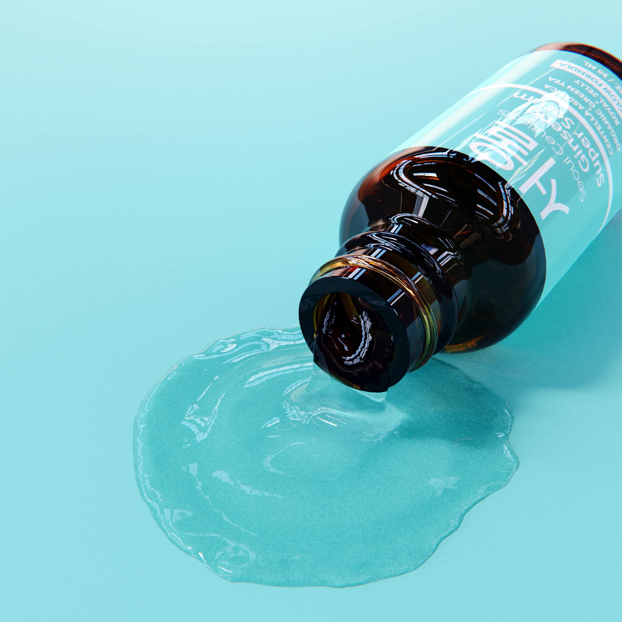 SeoulCeuticals Korean Skin Care Ginseng Serum - K Beauty Skincare with Green Tea + Centella + Royal Jelly - Cruelty Free & Organic for Dewy Glow 1oz