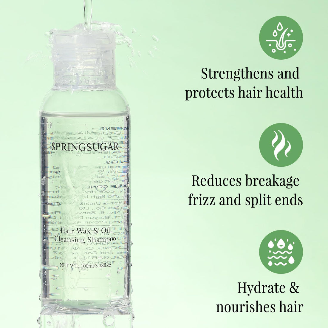 SPRINGSUGAR Hair Wax Stick Cleaning Shampoo, Deep Cleans & Easy Removal for Hair Wax Hair Gel Hair Clay Hair Spray Styling Products for All Hair Types(3.38 FL OZ)