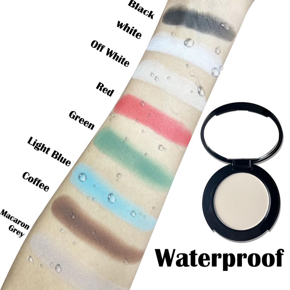 MEICOLY Off White Single Eyeshadow with Mirror,Beige Matte Eye Shadow for Halloween Makeup,Pressed Powder Eyeshadow,Matte Shade Eyelid Color Eye Makeup,High Pigment,Long Wear,Waterproof