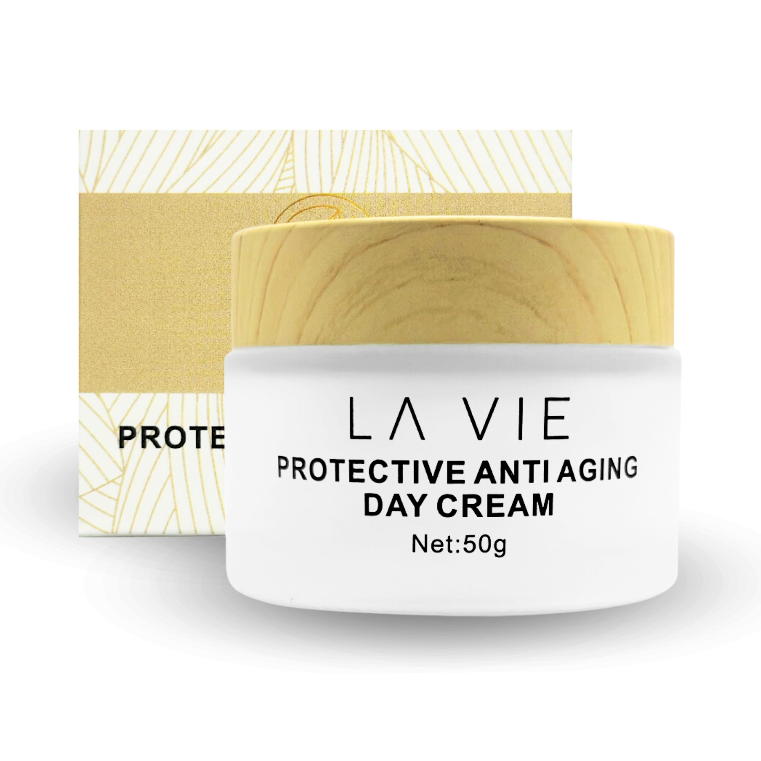 La Vie Protective Anti-Aging Face Cream – Day Cream with Hyaluronic Acid, Shea Butter & Vitamins – Firming Face Cream with SPF & Aloe Vera – 1.7Fl Oz