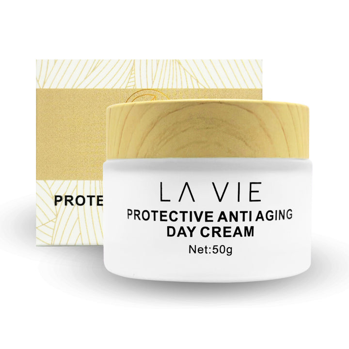 La Vie Protective Anti-Aging Face Cream – Day Cream with Hyaluronic Acid, Shea Butter & Vitamins – Firming Face Cream with SPF & Aloe Vera – 1.7Fl Oz