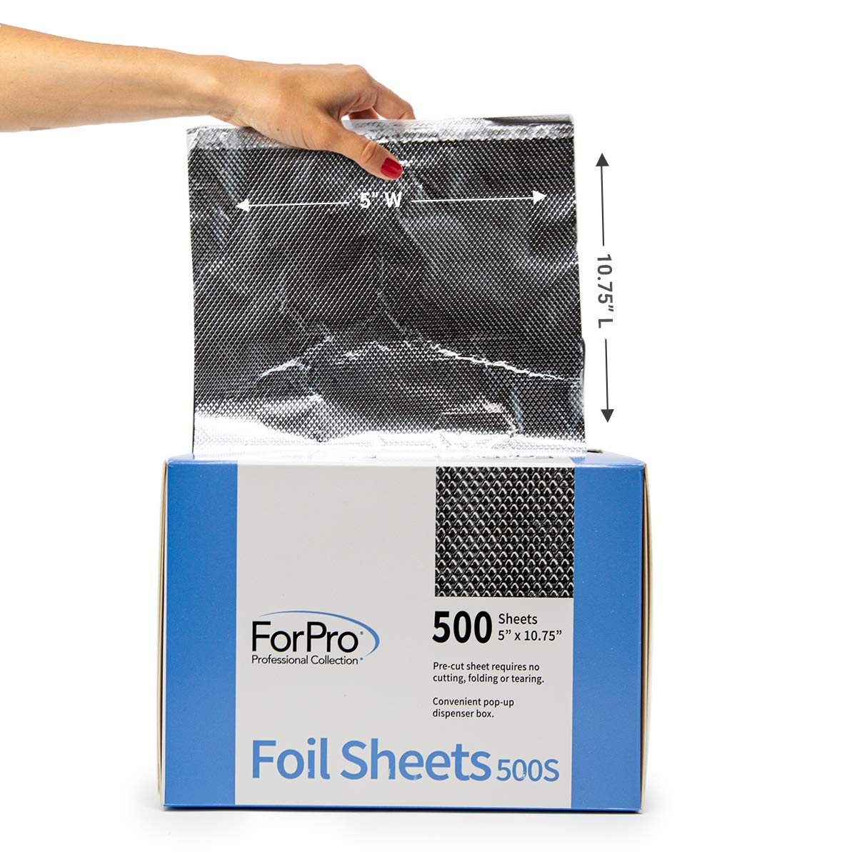 ForPro Embossed Foil Sheets 500S, Aluminum Foil, Pop-Up Dispenser, for Hair Color Application and Highlighting Services, Food Safe, 5ââ‚¬Â W x 10.75ââ‚¬Â L, 500-Count