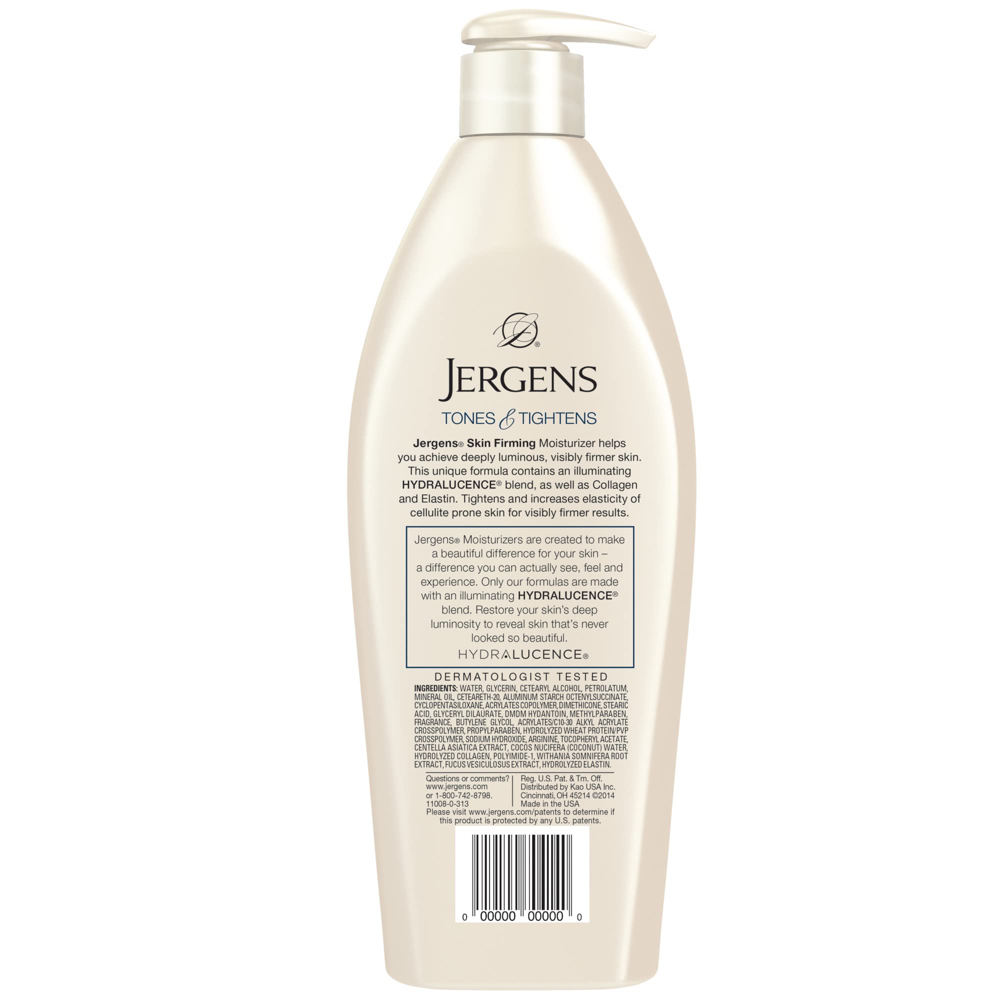 Jergens Skin Firming Body Lotion for Dry to Extra Dry Skin, Skin Tightening Cream with Collagen and Elastin, Dermatologist Tested, Hydralucence Blend Formula, 16.8 Oz, Pack of 3