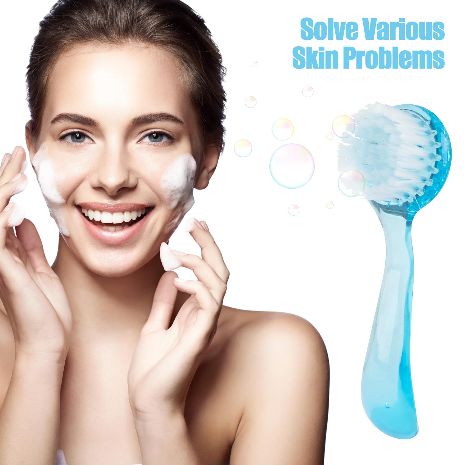 AUEAR, 4 Pack Face Brush for Cleansing and Exfoliating Facial Cleaning Brush with Cap for Women and Girls Wash Makeup Massaging