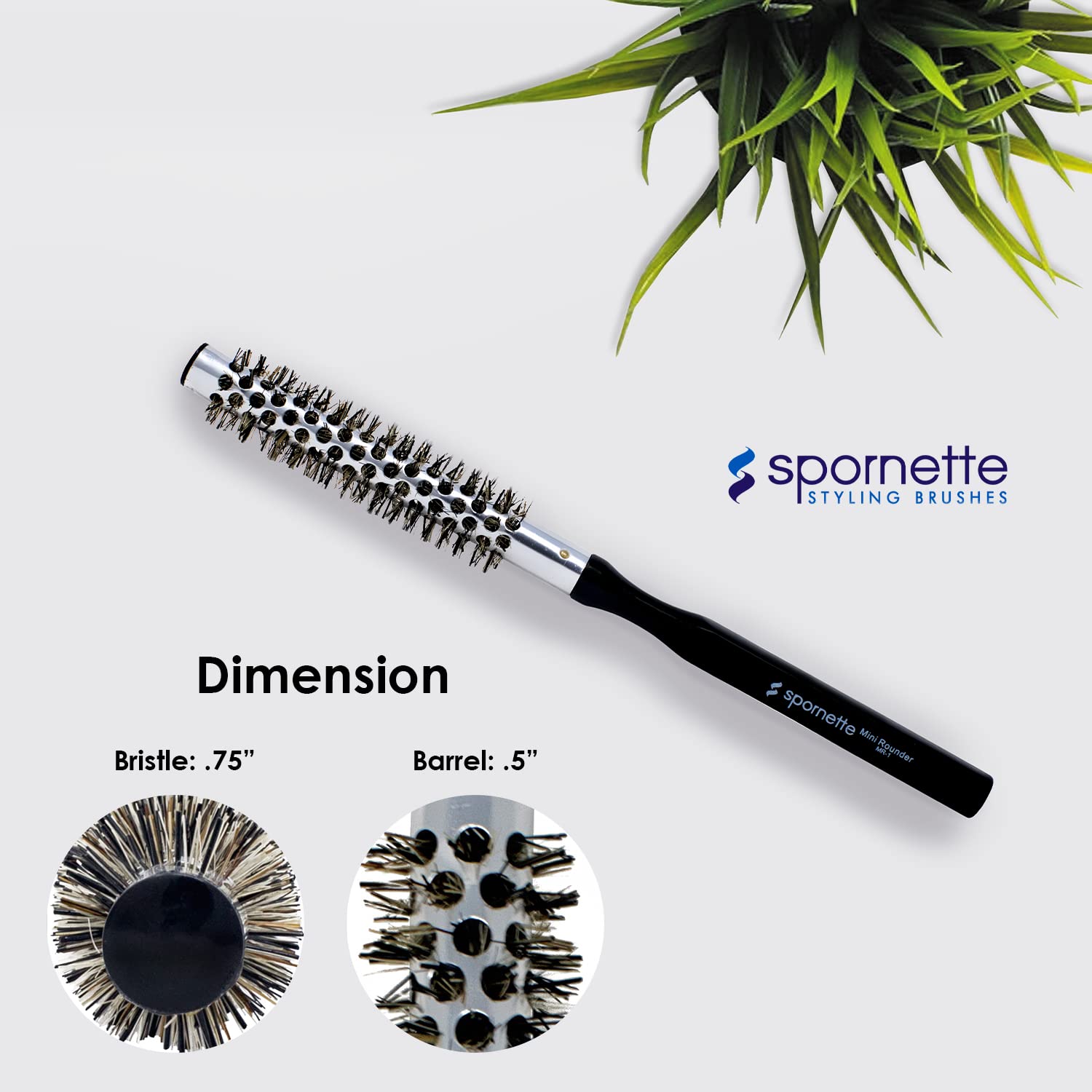 Spornette .75 Inch Mini Rounder Brush (mr-1) Small Round Hair Brush - Metal Thermal Barrel And Boar And Nylon Bristles For Blow Drying, Styling, And Volume To Short Hair And Bangs For Men And Women