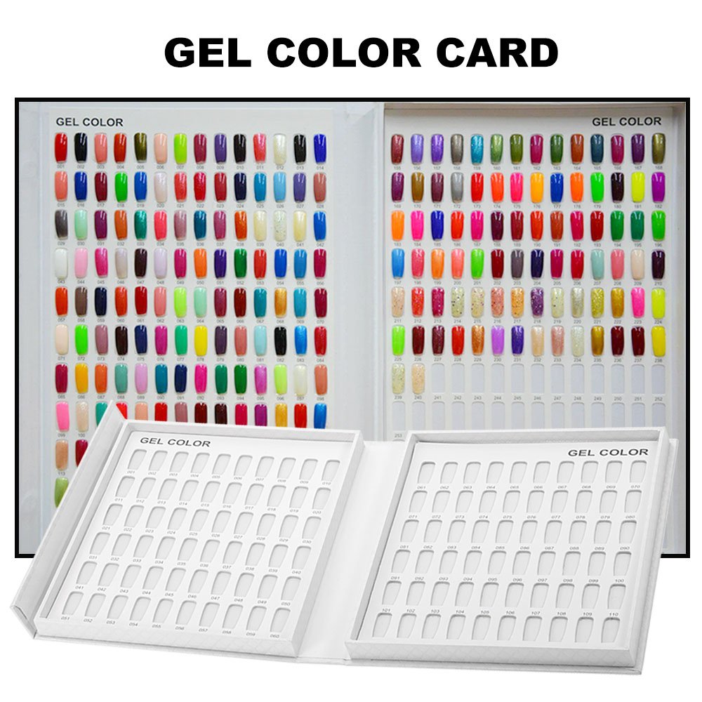 216 Colors Nail Display Book,Anself s Nail Gel Polish Display Chart with 240 Tips Practice Design Card Nail Art Salon Set White