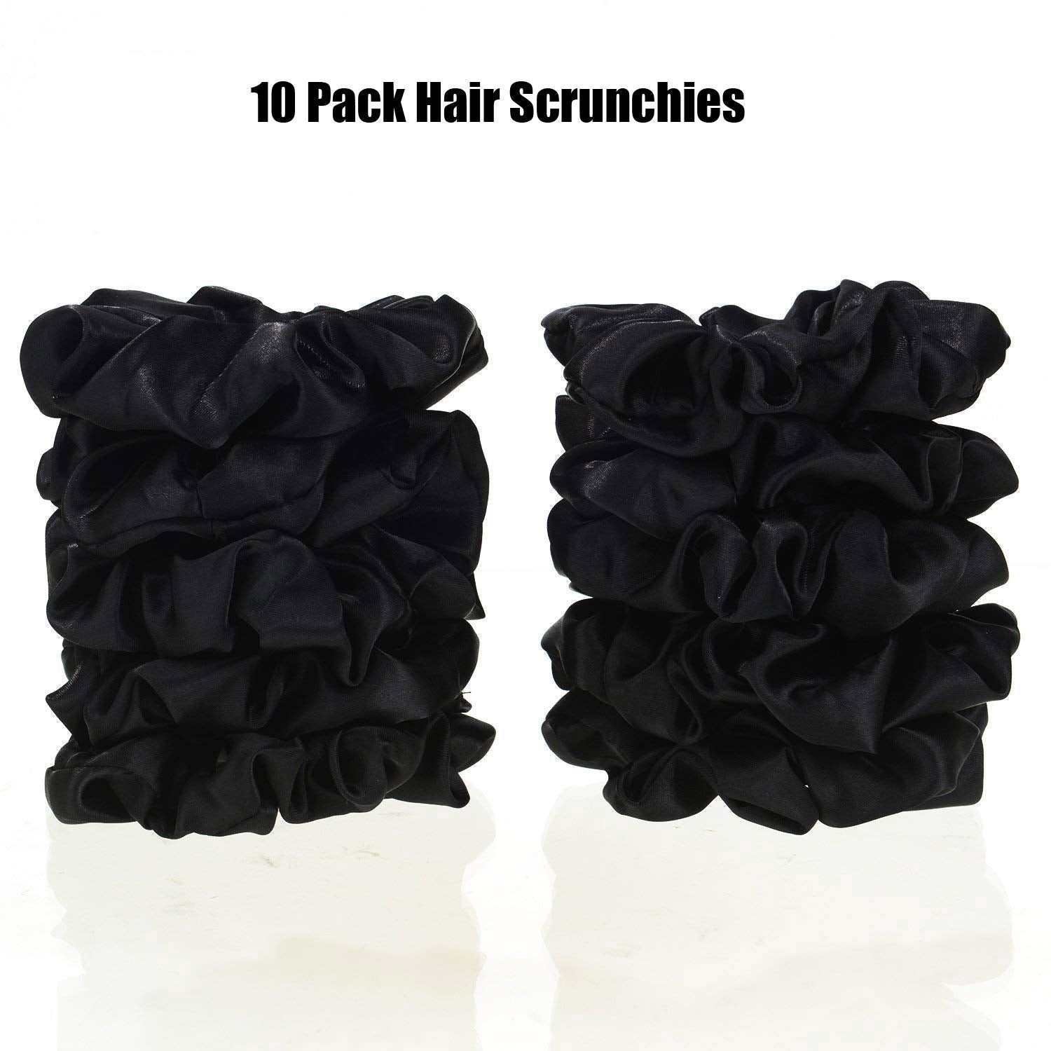 10 Pieces Satin Scrunchies Hair Ties Silky Small Elastic Hair Bobbles Ponytail Holders Curly Hair Accessories for Women Girls Kids Adults (Black)