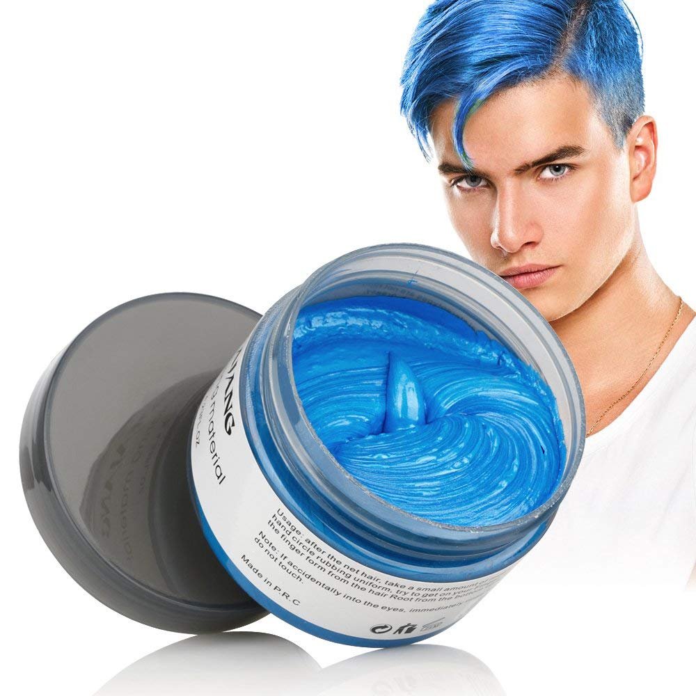 Hair Coloring Wax, Blue Disposable Instant Matte Hairstyle Mud Cream Hair Pomades for Kids Men Women to Cosplay Nightclub Masquerade Transformation ââ‚¬¦