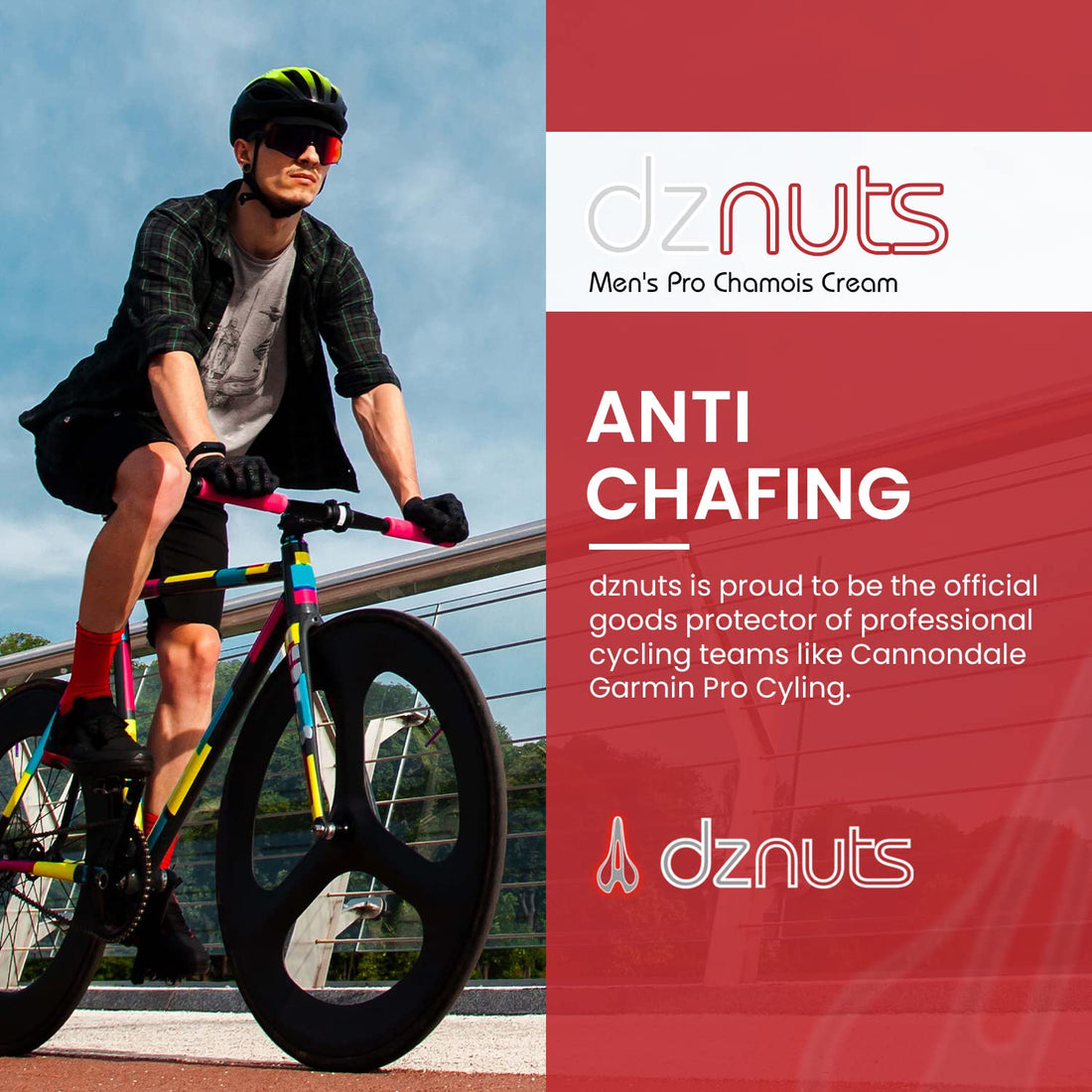 dznuts - Men’s Pro Chamois Cream + InHeat Embrocation Cream - Warms and Soothes Muscles, Anti-Grime Adhesion for Cooler Days (Low Heat)