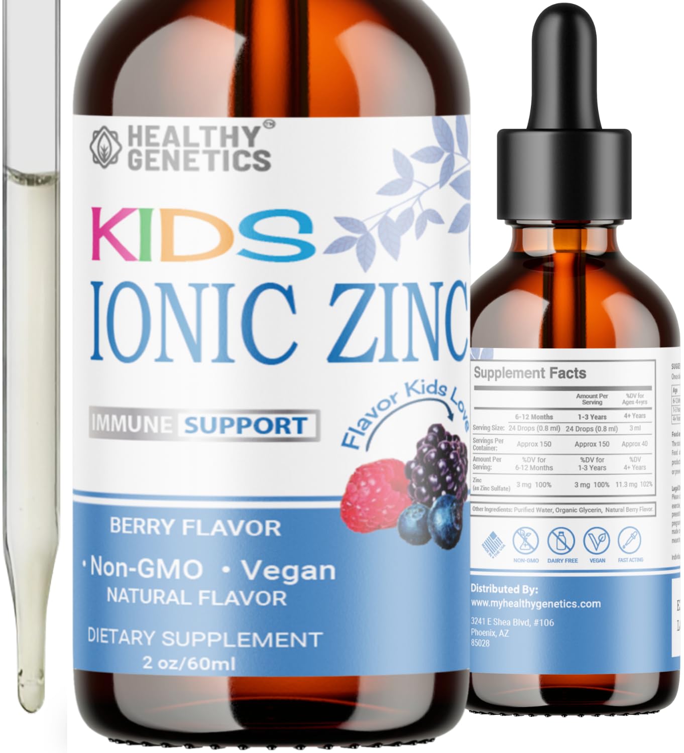 Ionic Liquid Zinc Drops for Kids | 30 Day Supply | Zinc Sulfate | Immunity, Mood, Brain Thyroid | 2 Oz