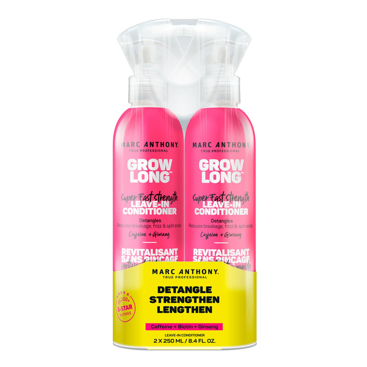 Marc Anthony Leave-In Conditioner Spray & Detangler, Grow Long Biotin, 2-pack - Anti-Frizz Deep Conditioner For Split Ends & Breakage - Vitamin E, Caffeine & Ginseng for Curly, Dry & Damaged Hair