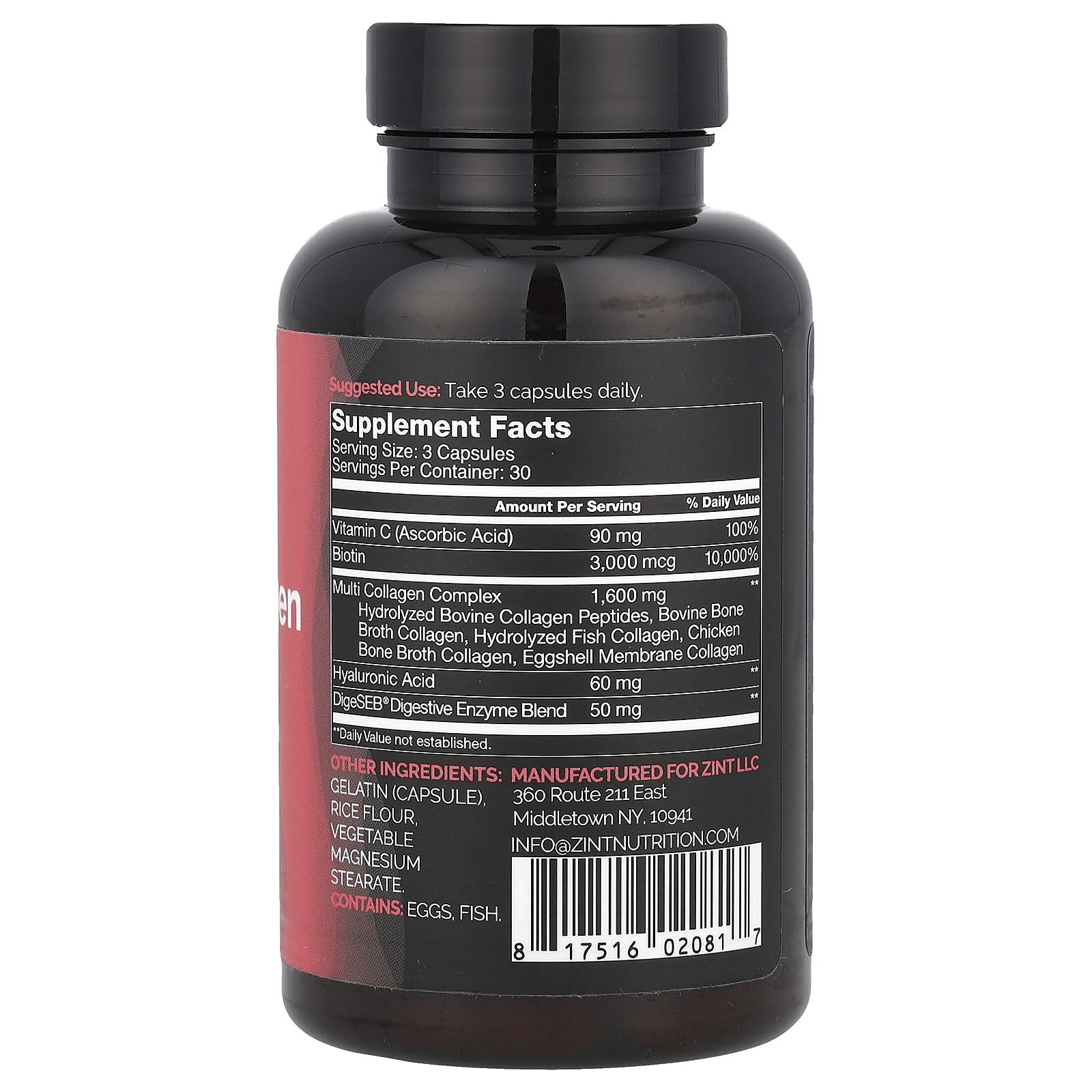 Zint Multi Collagen Pills - Collagen Supplements for Hair, Skin, Nails & Joint Health - Hydrolyzed Collagen Supplement with Type I, II, III, V, X Collagen Peptides, 90 Count