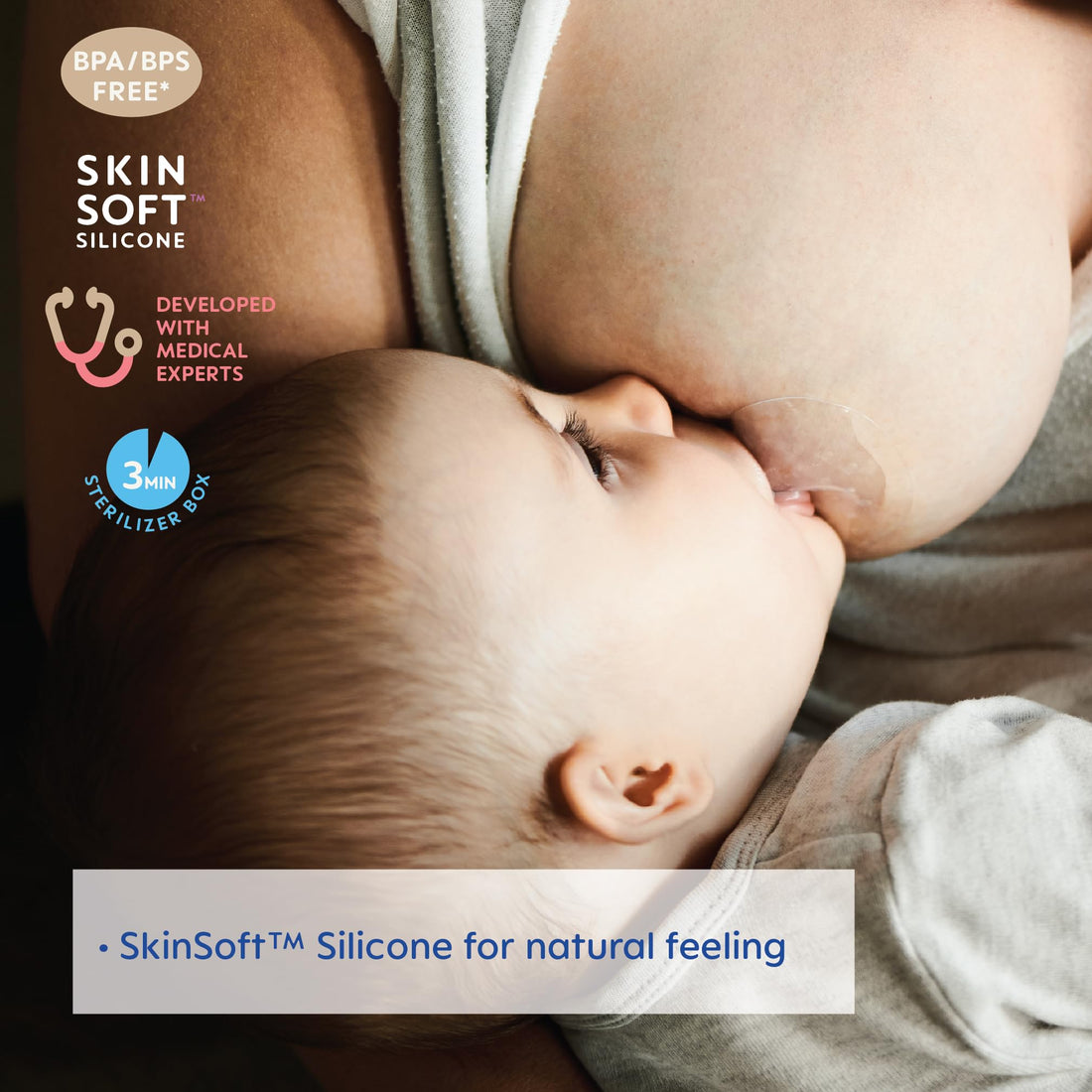 MAM Breastfeeding Nipple Shields with Sterilizing Storage Case, Nipple Shields for Nursing Newborn, Size 3 Large 23mm, 2-Count, Clear