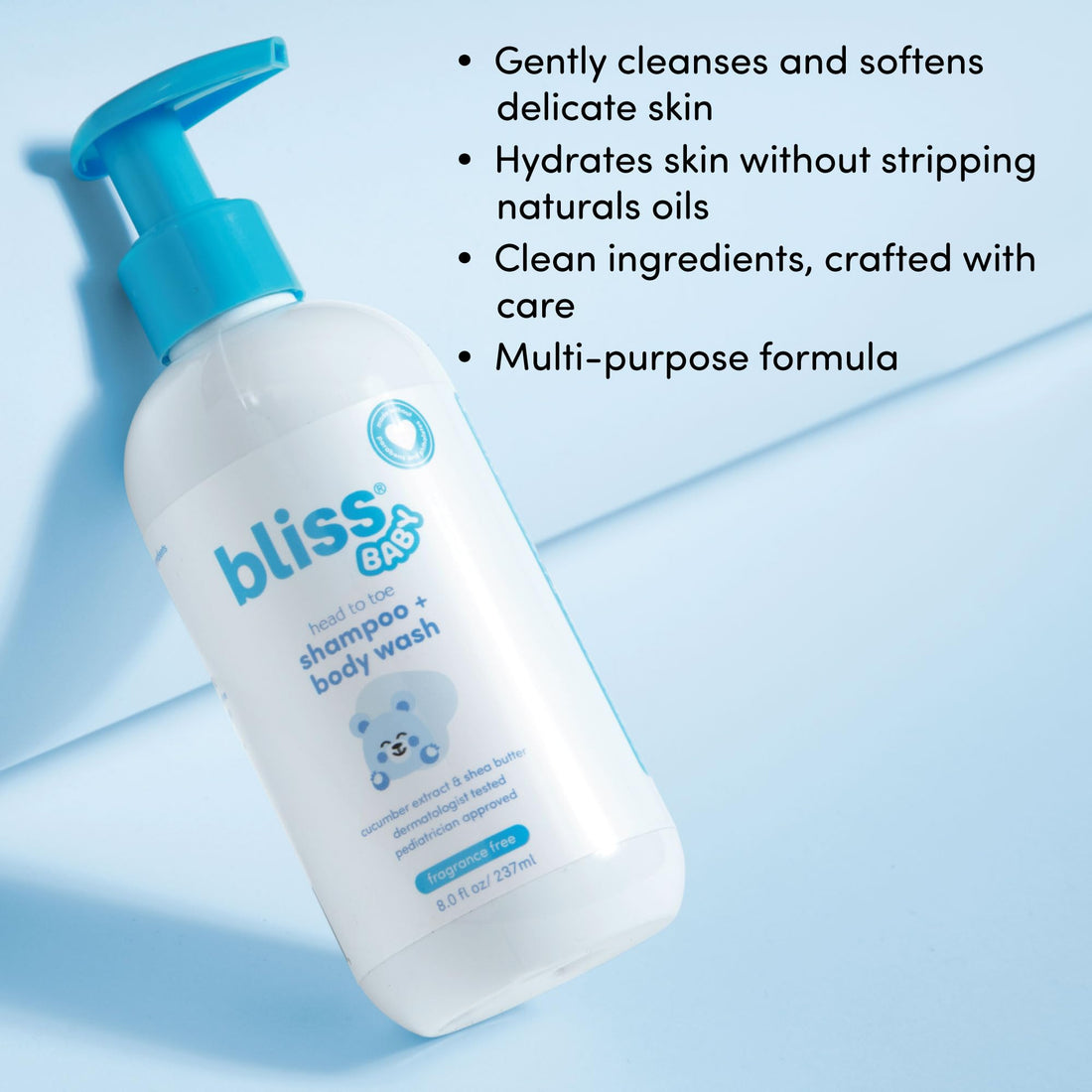 Bliss Baby Shampoo & Wash, Premium 2-in-1 For Babies & Kids, Unscented & Hypoallergenic - Pediatrician Approved - Dermatologist Tested - Vegan, Hydrating & For Sensitive Skin - Shea Butter & Calendula