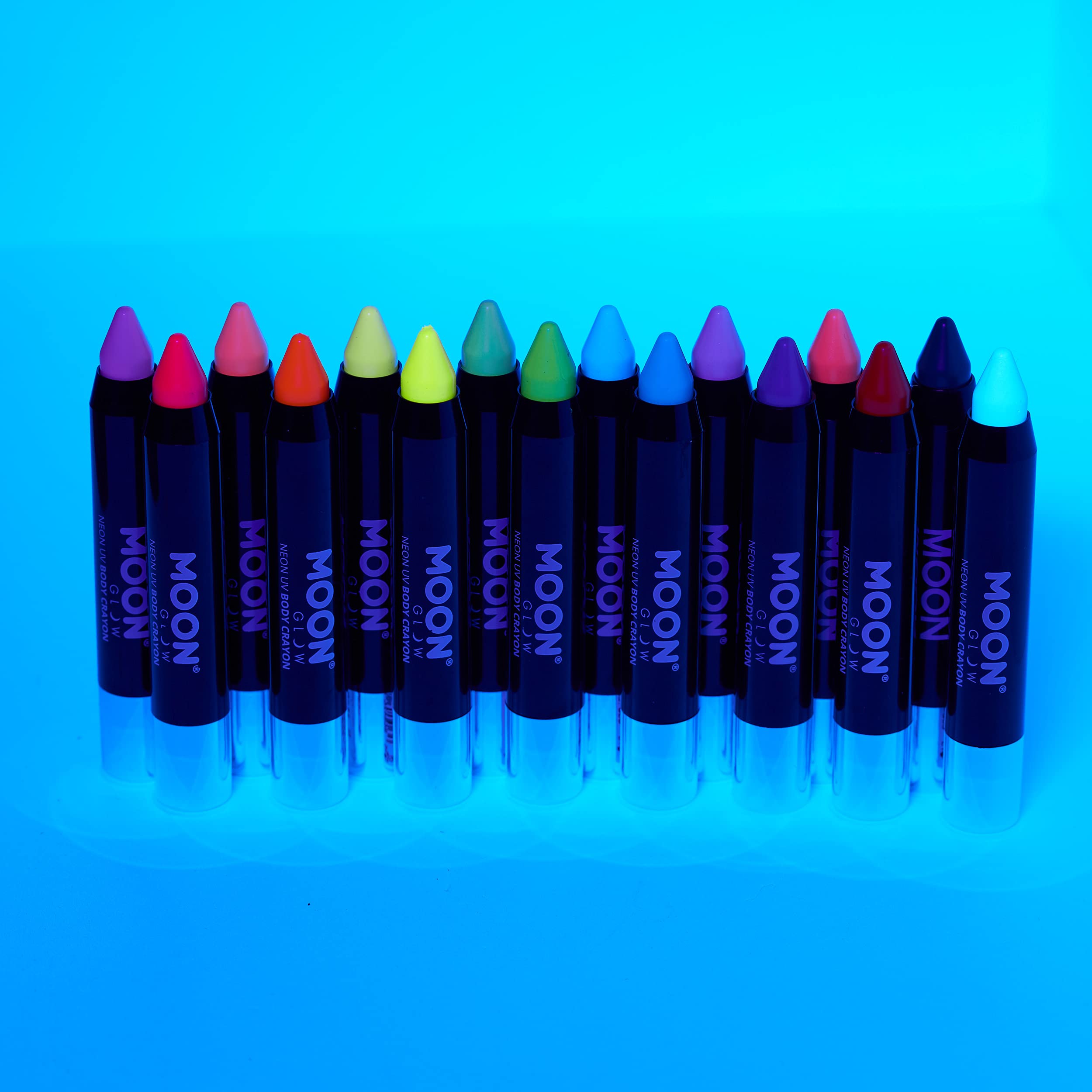 Moon Glow - Neon Uv Face Paint Stick/Body Crayon Makeup For The Face & Body - Pastel Set Of 6 Colours - Glows Brightly Under Uv Lighting