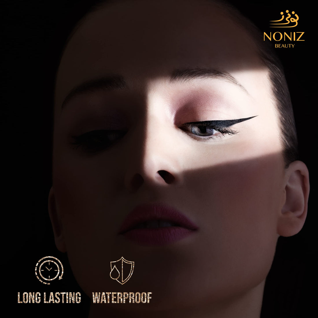 NONIZ Black Liquid Eyeliner - Water Proof Ultra Matte Long Lasting Slim Jet - Black Eye Liner - 100% Intense Black - Smooth Easy Application Pen Liner