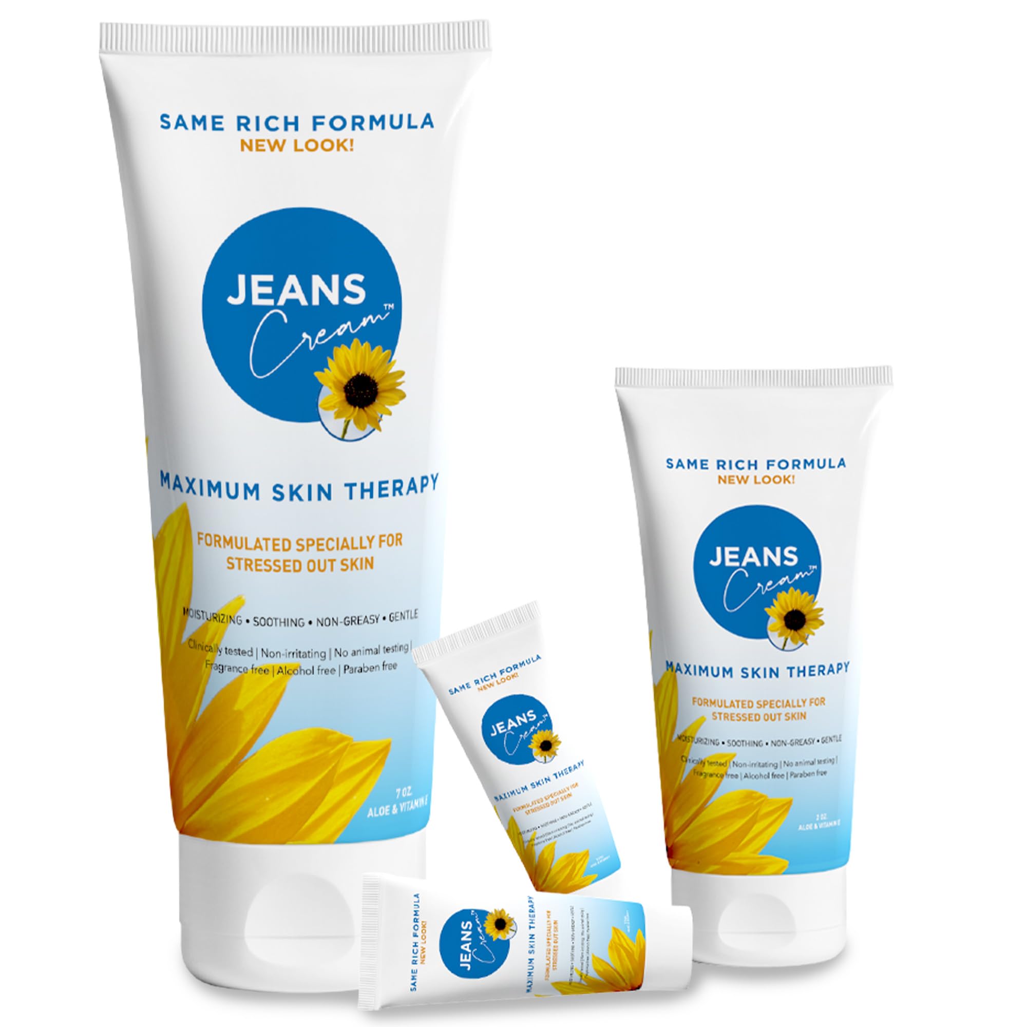 Jeans Cream, Maximum Skin Therapy Radiation Burn Cream, Moisturizing Vitamin E and Aloe Vera Cream for Compromised Skin, Minor Cuts, Sunburn and More, Non-Greasy Formula, Gift Set