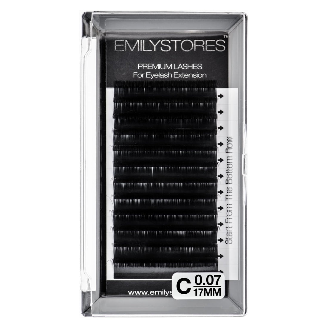 EMILYSTORES Eyelash Extensions 0.07mm Thickness C Curl Length 17mm Silk Mink Fake Eye Lashes In One Tray by EMILYSTORES