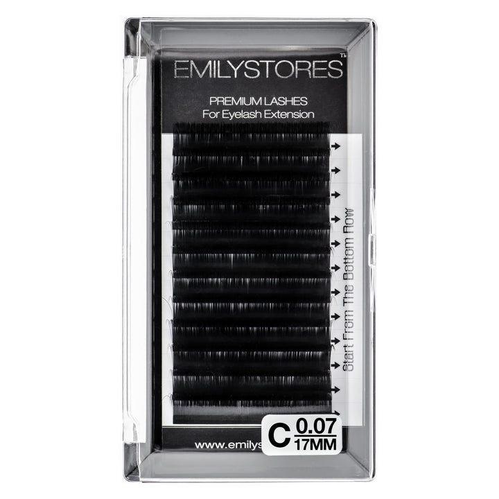 EMILYSTORES Eyelash Extensions 0.07mm Thickness C Curl Length 17mm Silk Mink Fake Eye Lashes In One Tray by EMILYSTORES