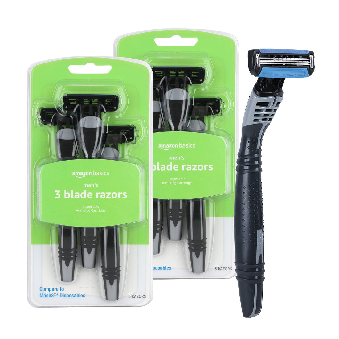 Amazon Basics 3-Blade Disposable Razors for Men, 6 Count, 2 Packs of 3 (Previously Solimo)