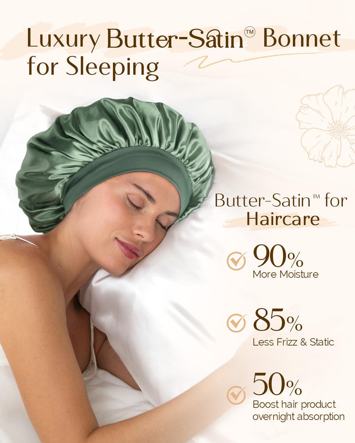 YANIBEST Silk Bonnet for Sleeping Women, Double Layer Hair Satin Bonnets with Elastic Band, Sleep Cap Curly Natural Hair