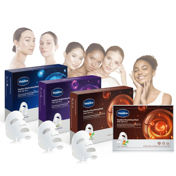 Vaseline Moisturizing, Brightening, Nourishing Face Facial Mask Sheet - Skin Care Essence, HYDRATION RETENTION, SKIN BARRIER REINFORCEMENT [Made in Korea]