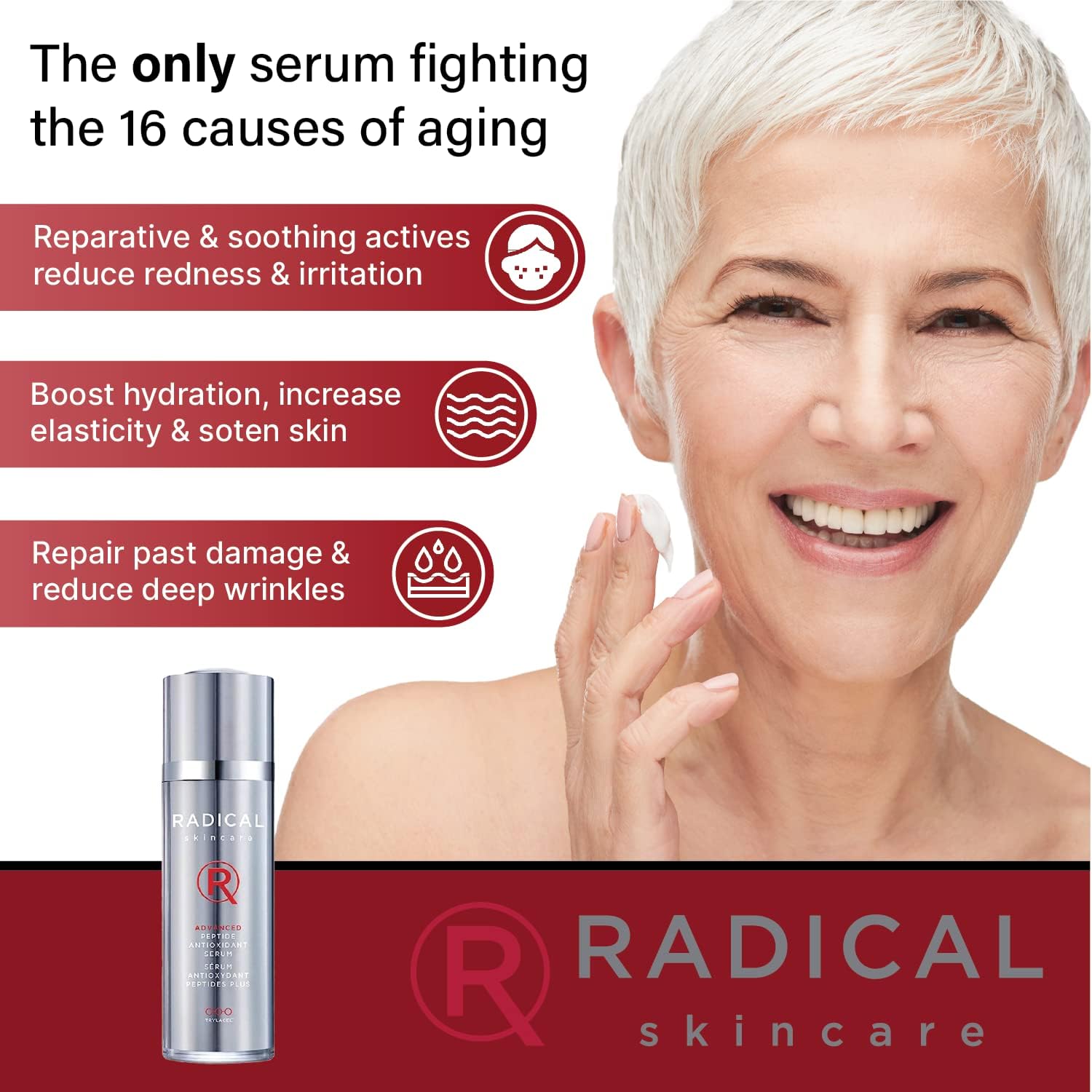 Radical Skincare Advanced Peptide Antioxidant Serum, 1 Fl Oz - Repairs and Smooths Skin to Reduce Wrinkles and Improve Elasticity | For All Skin Types Including Sensitive Skin | Paraben Free | Clinic