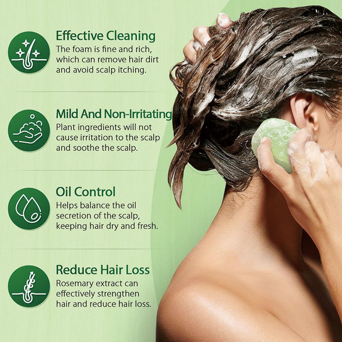 Tea Tree & Mint Shampoo Bar - Natural Hair Cleanser with Invigorating Oils, Sulfate-Free & Vegan, Suitable for All Types, Zero-Waste Care, 3.2 oz