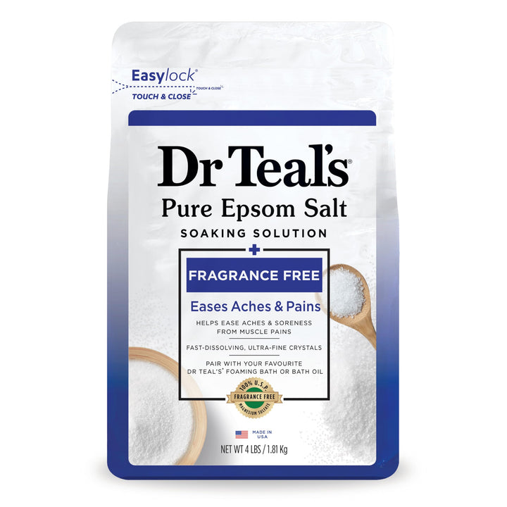 Dr Teal's Epsom Salt Magnesium Soak, Fragrance Free, 4 lbs