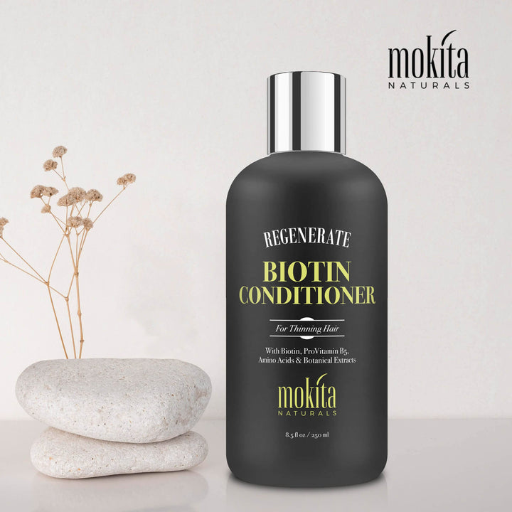 Mokita Naturals Conditioner With Biotin: ProVitamin B5, Amino Acids & Botanical Extracts For Repair Treatment & Deep Moisturizing For All Hair Types â€“ Detangle, Protect & Support New Hair Growth