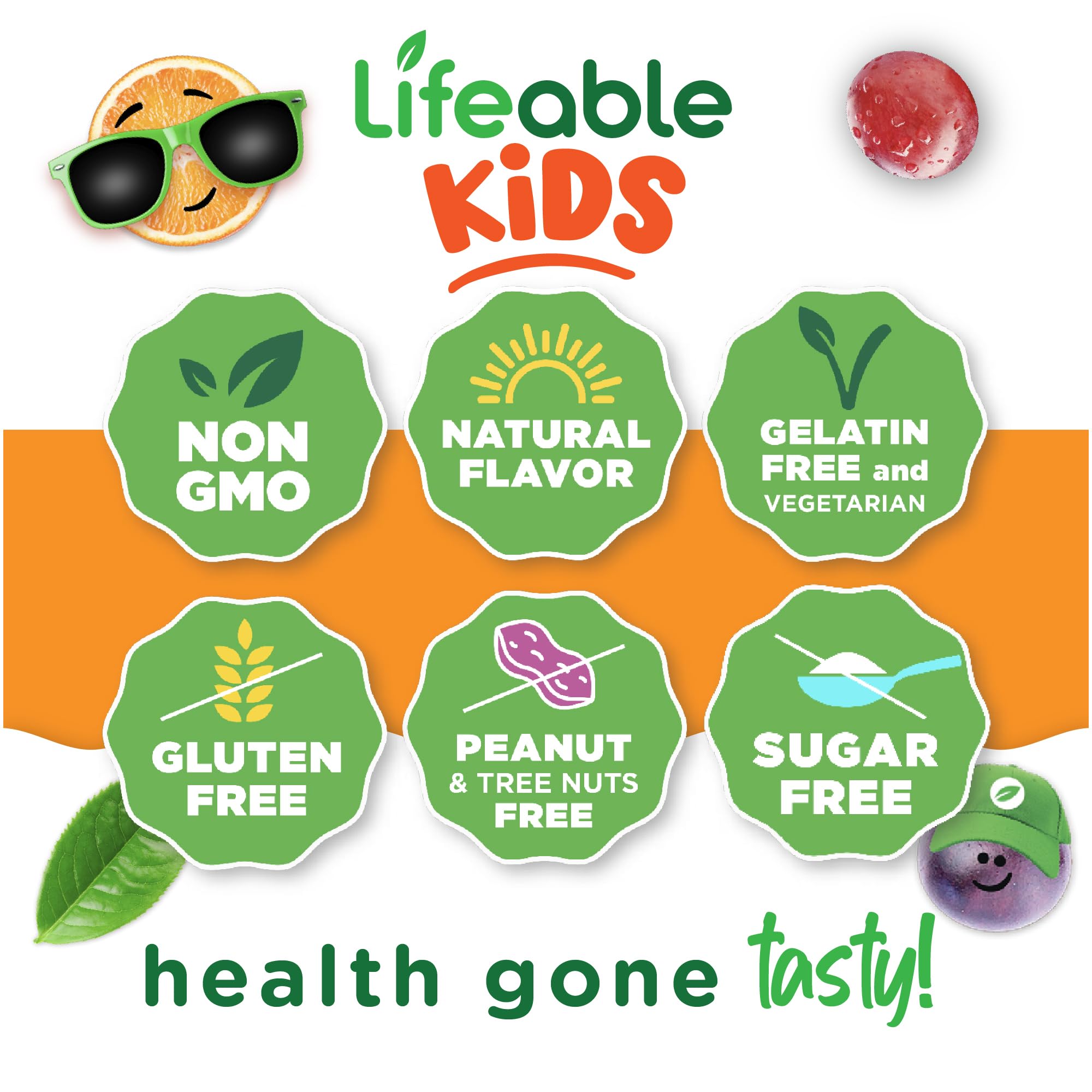 Lifeable Sugar Free Prebiotic Kids Fiber Gummies | 4g Fiber for Kids | Great Tasting Vegetarian Fiber Supplements for Kids | for Digestive Health | Fiber Gummies for Kids | 90 Probiotics Gummies