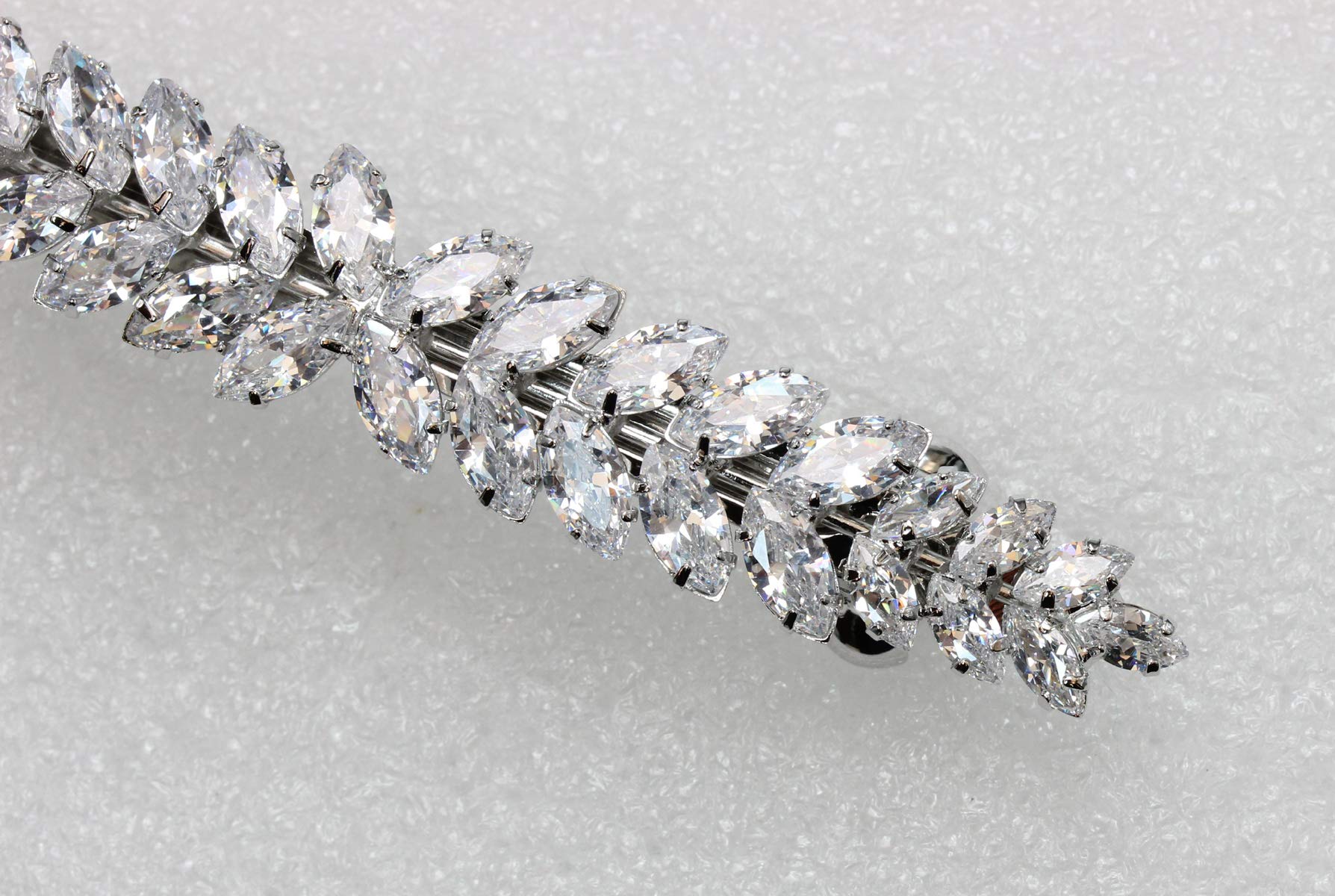 Faship Gorgeous Clear CZ Crystal Floral Hair Barrette Clip - Clear
