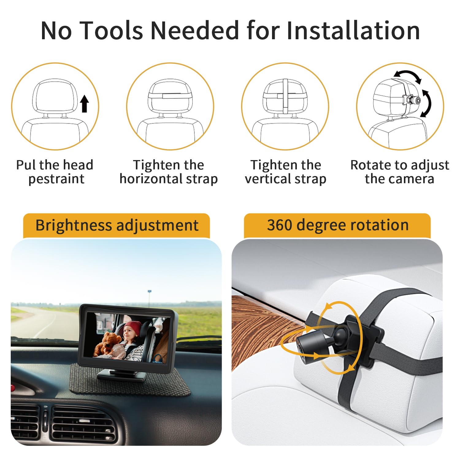 Itomoro Baby Car Mirror, View Infant in Rear Facing Seat with Wide Crystal Clear View,Camera Aimed at Baby-Easily to Observe The Baby's Every Move