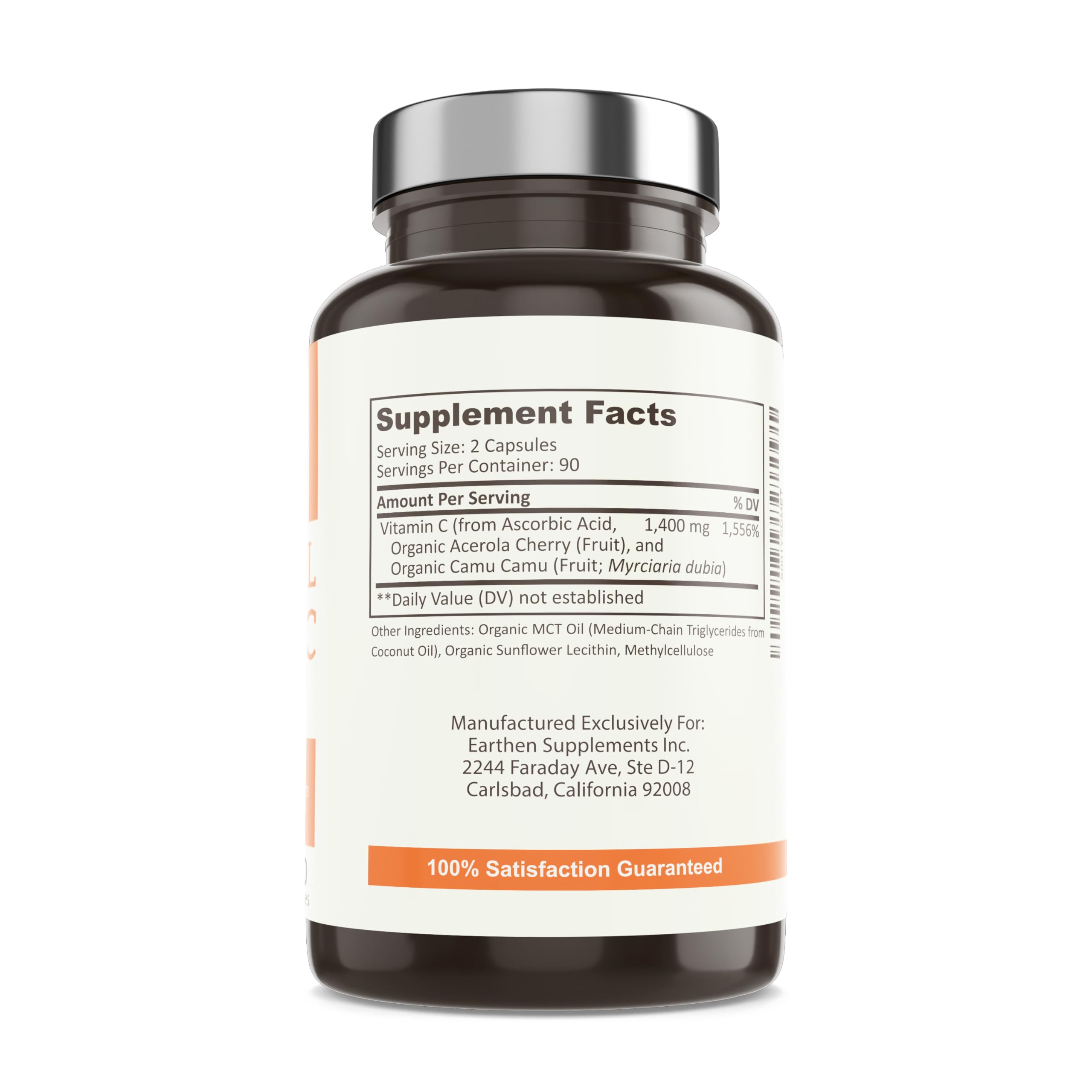 EARTHEN supplements Liposomal Vitamin C | Made with Organic Ingredients | 1400MG Per Serving | 180 Capsule - 90 Serving | Non GMO | Fat Soluble - High Absorption Antioxidant