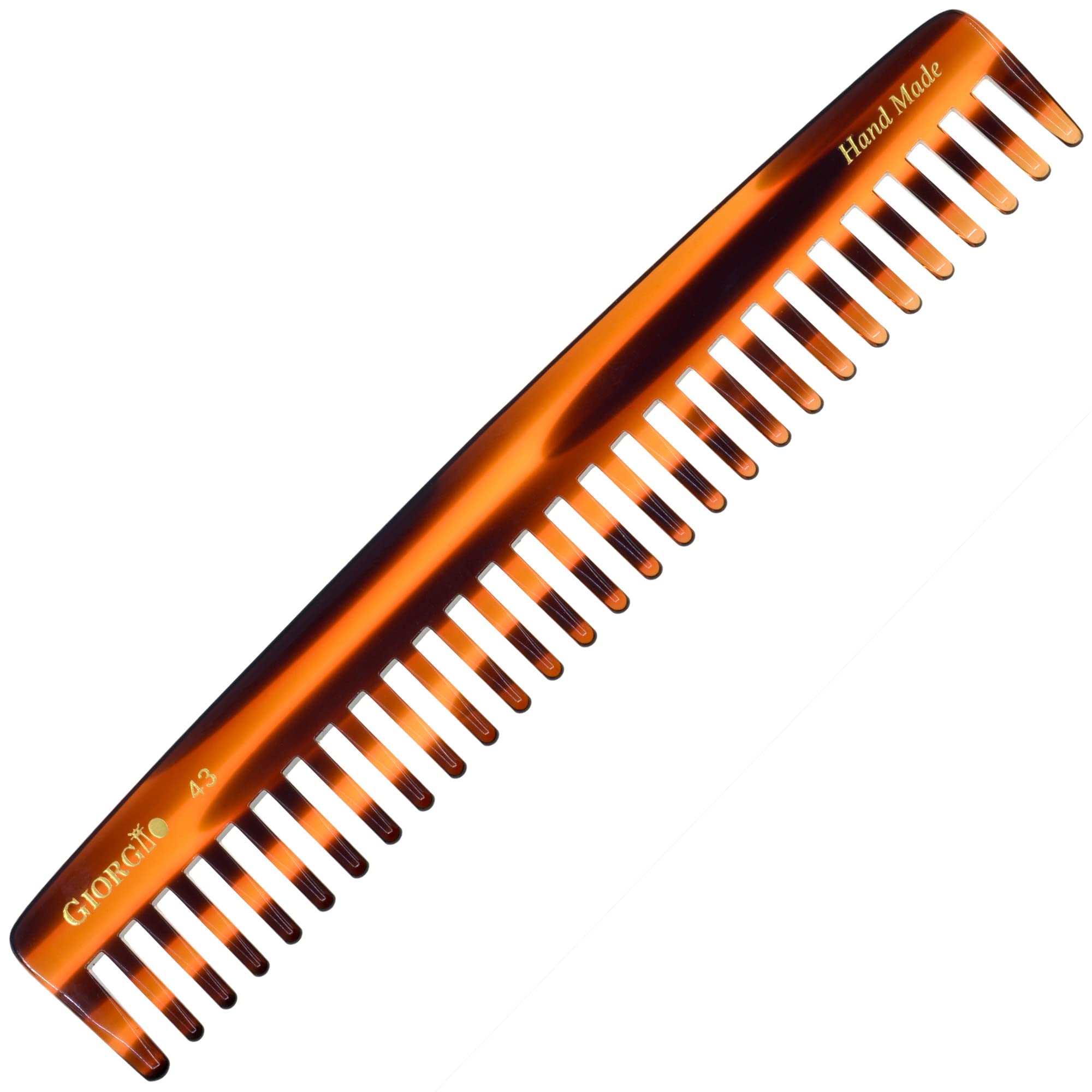 GWL Giorgio Hand Made Flexible Comb 7 1/4 Long Tortoise