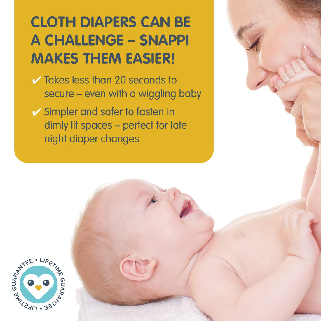 Snappi Cloth Diaper Fasteners - Replaces Diaper Pins - Use with Cloth Prefolds and Cloth Flatfolds 3 Count (Pack of 1)