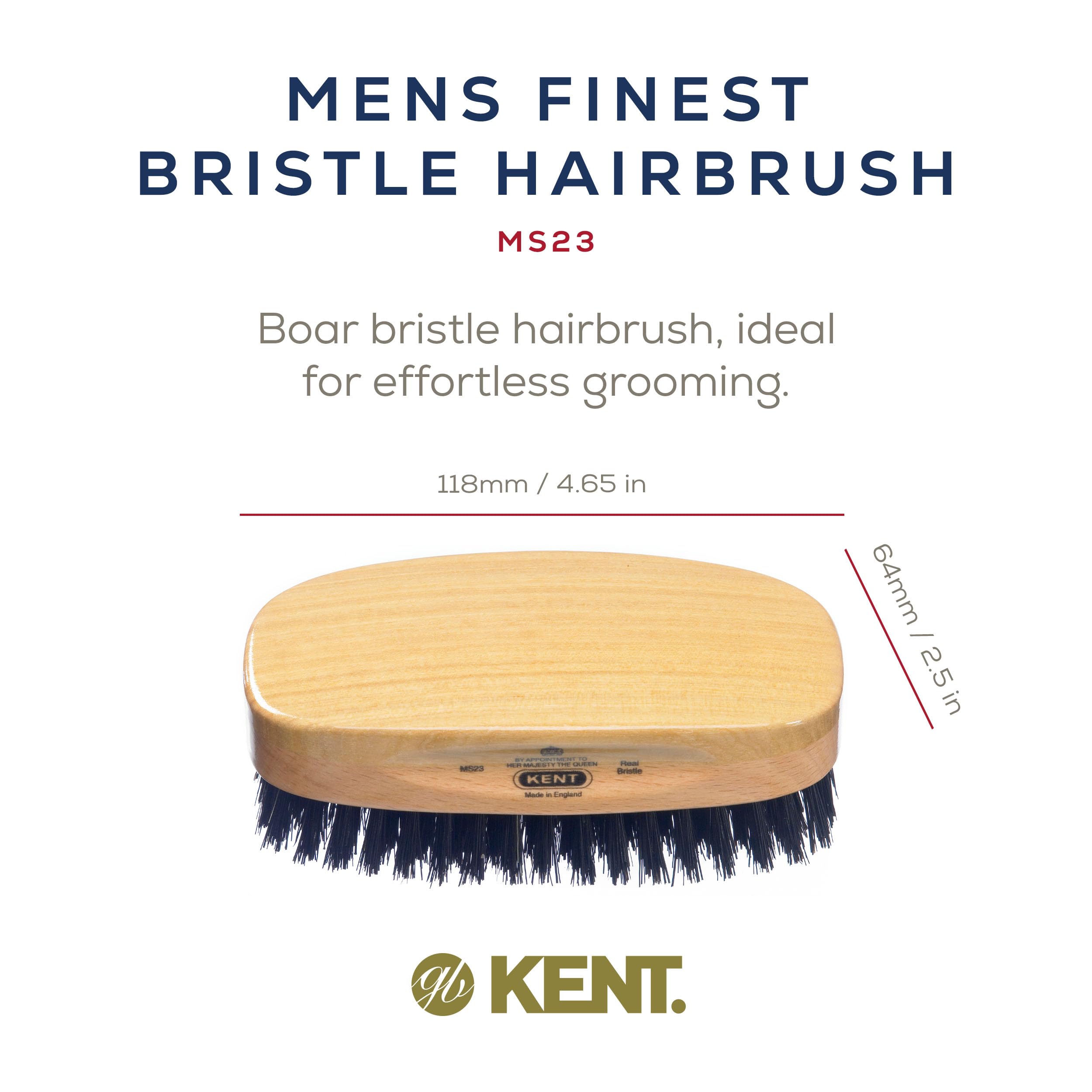 Kent Ms23 Rectangular Satinwood & Beechwood Black Pure Bristle Luxury Military Brush
