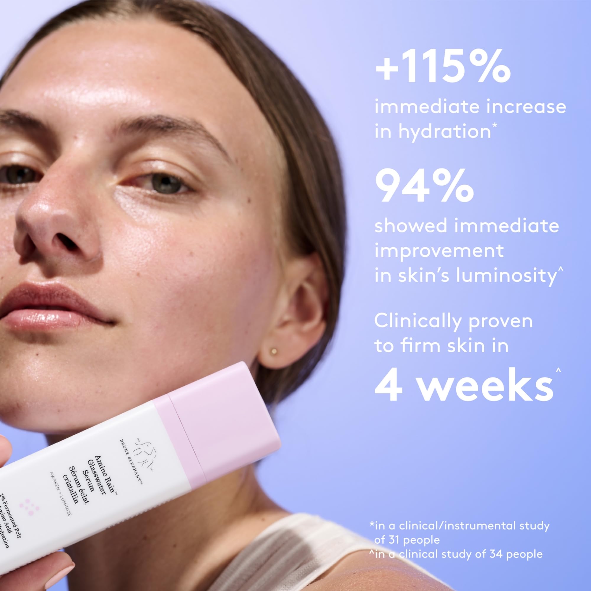 Drunk Elephant Amino Rain Glasswater Serum - 30 ml/1 fl oz - Clean Clinical Skincare - Cruelty-Free - Dermatologist-Tested - Free of Essential Oils, Silicones, and Fragrance