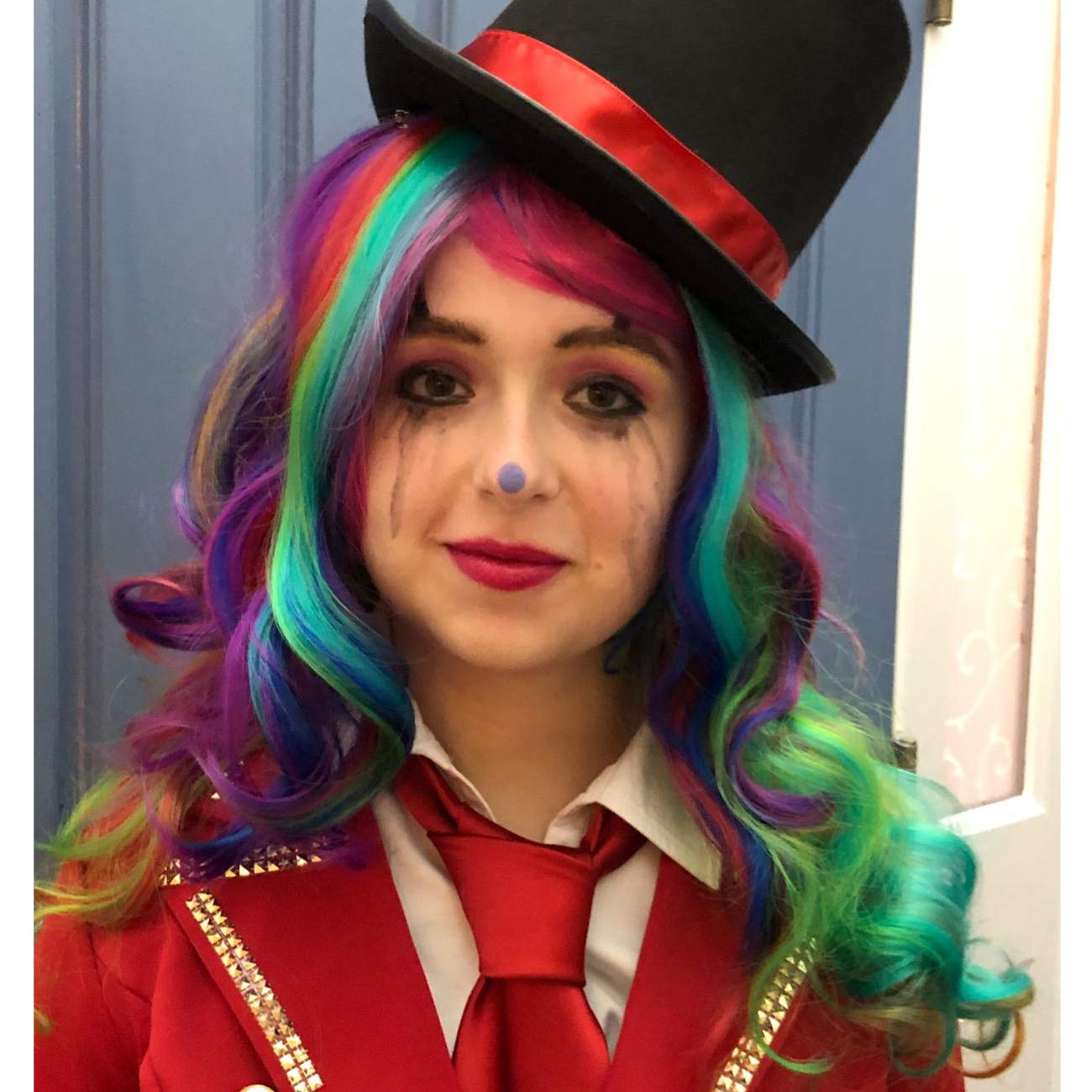 BERON 24 Stylish Long Curly Colorful Hair Wig Party Perruque (Rainbow)