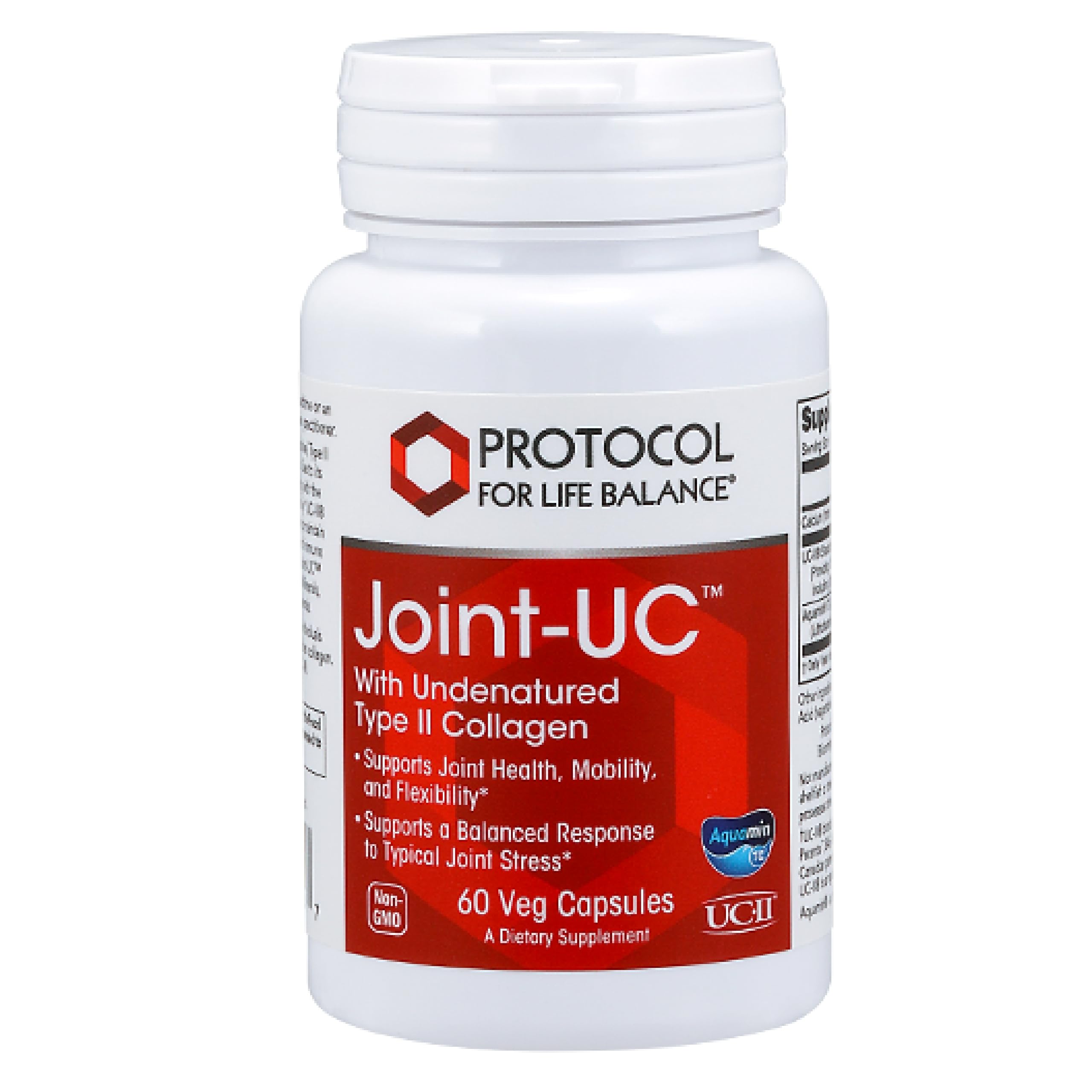 PROTOCOL FOR LIFE BALANCE Joint-UC with Undenatured Type II Collagen- Calcium & 70+ Trace Minerals - Immune Support Supplement - Non-GMO & Dairy Free - 60 Veg Caps