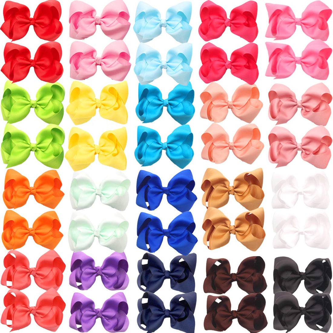 JOYOYO 40Pcs 4.5 Hair Bows Alligator Clips, Grosgrain Ribbon Girls Bows Clips Barrettes Hair Accessories for Baby Girls Toddlers Kids Teens (4.5inch,20 Colors in Pairs)