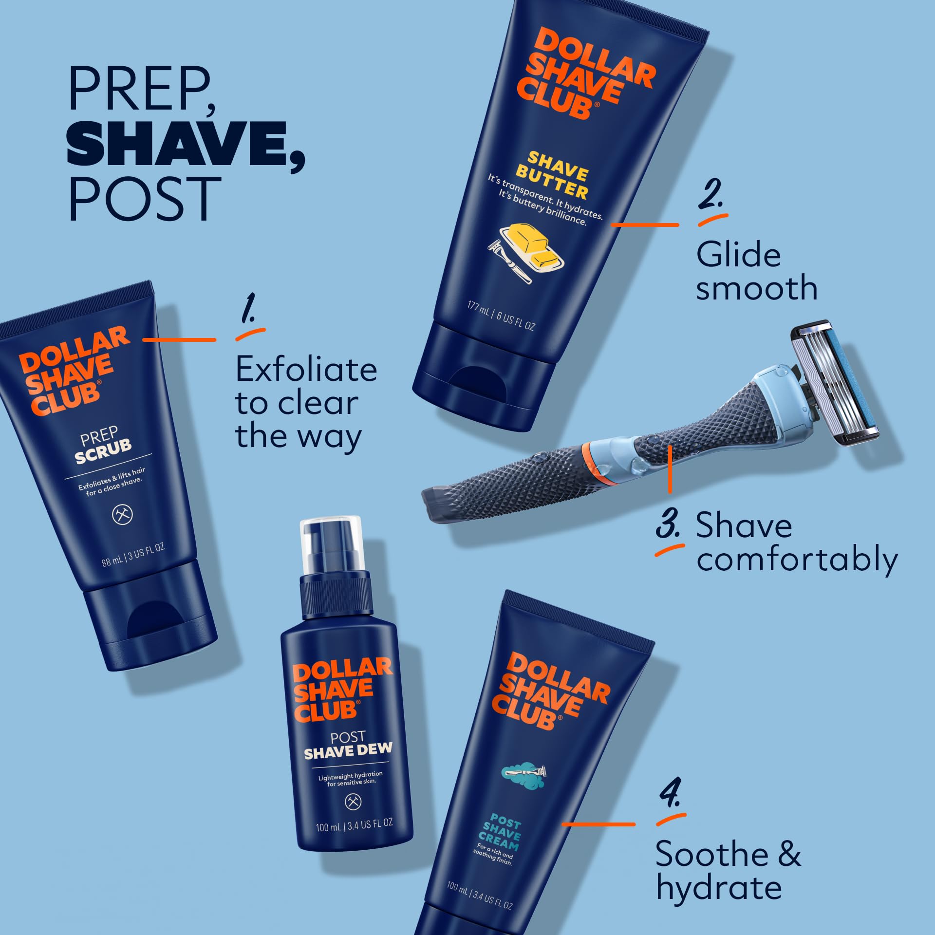 Dollar Shave Club | Shave Butter 2-Pack | For Sensitive Skin, A Translucent Shaving Cream & Gel Alternative, Designed For A Gentle Glide, Helps To Fight Razor Bumps and Ingrown Hairs, Blue