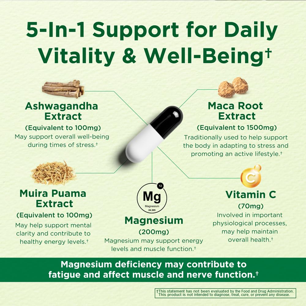 INNERVISNUTRITION Energy & Mood Supplement – 60 Capsules 5-in-1 Blend Boost Energy Production Support Relaxation Fatigue Stress Relief Formula Mood Enhancer – Non-GMO & Lab Tested