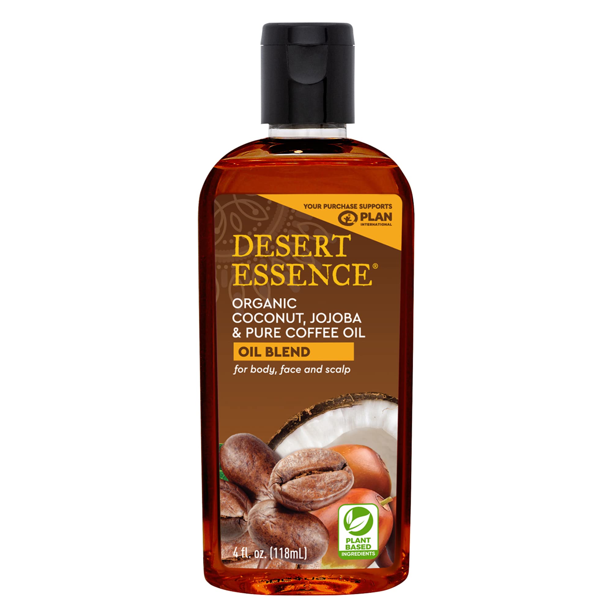 Desert Essence Organic Coconut with Jojoba and Coffee Oil, 4 Fluid Ounce