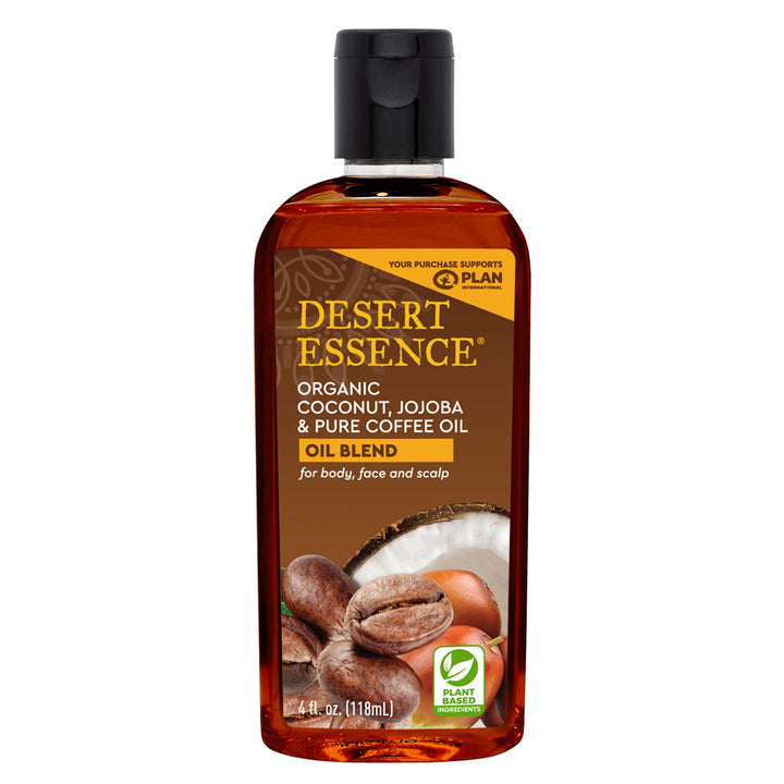 Desert Essence Organic Coconut with Jojoba and Coffee Oil, 4 Fluid Ounce