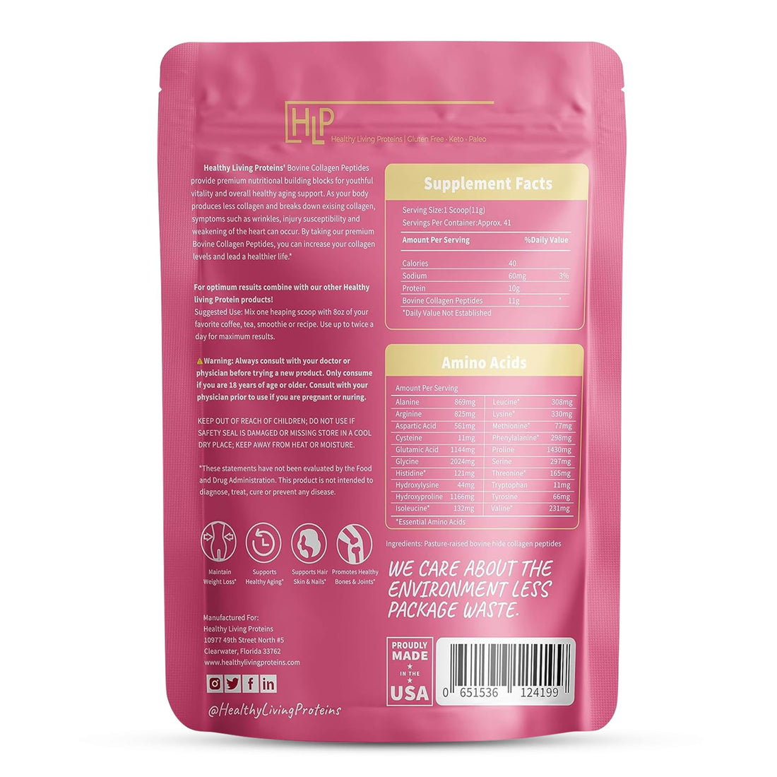 Healthy Living Proteins - Hydrolyzed Bovine - Protein Collagen Type 1 & 3 Unflavored -Collagen Powder - Grass Fed, Pastured Rasied - Bovine Peptides - Keto & Paleo - Gluten Free (Unflavored 16 oz)