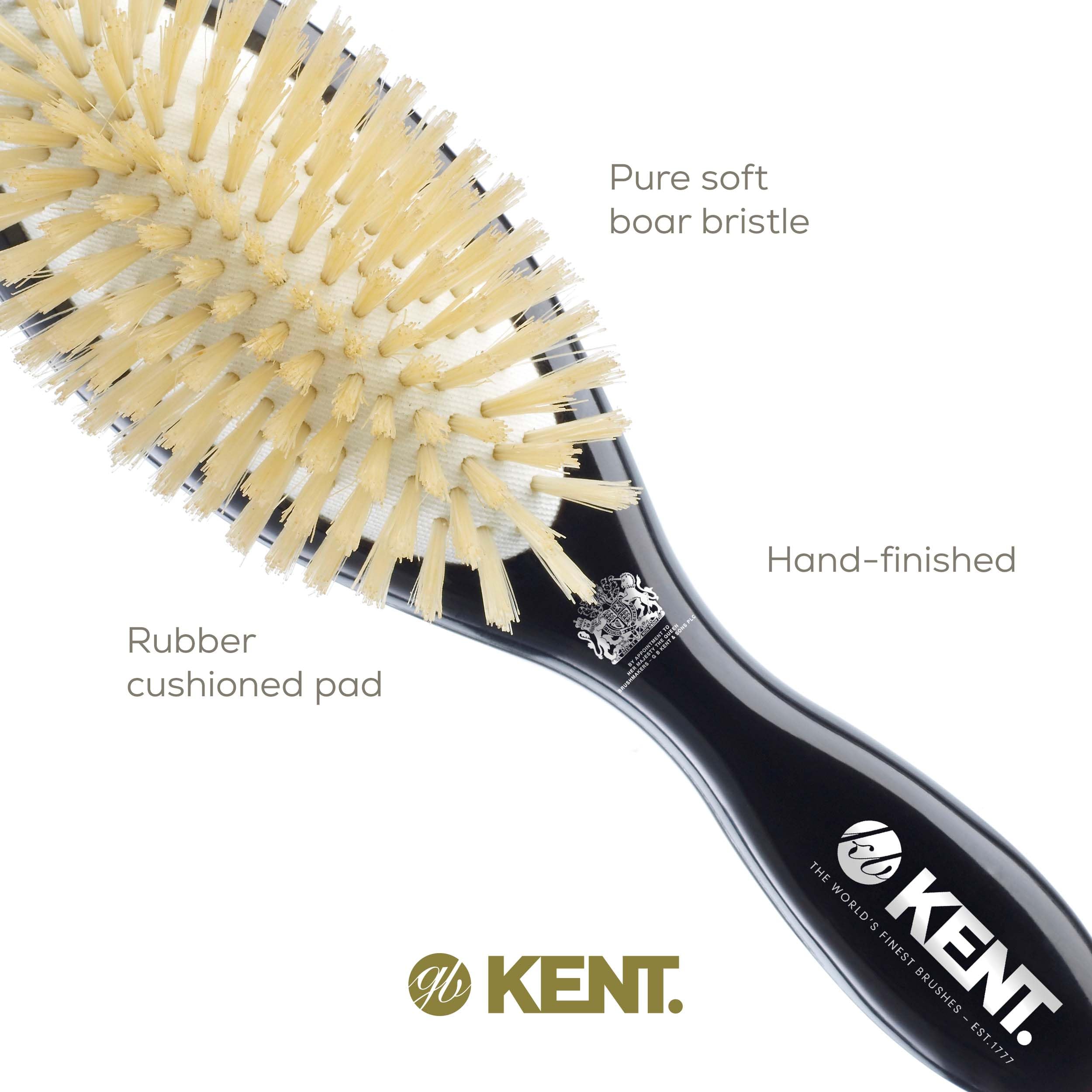 Kent Brushes Oval Cushion Hairbrush, White CSGM, Medium, 6 Ounce