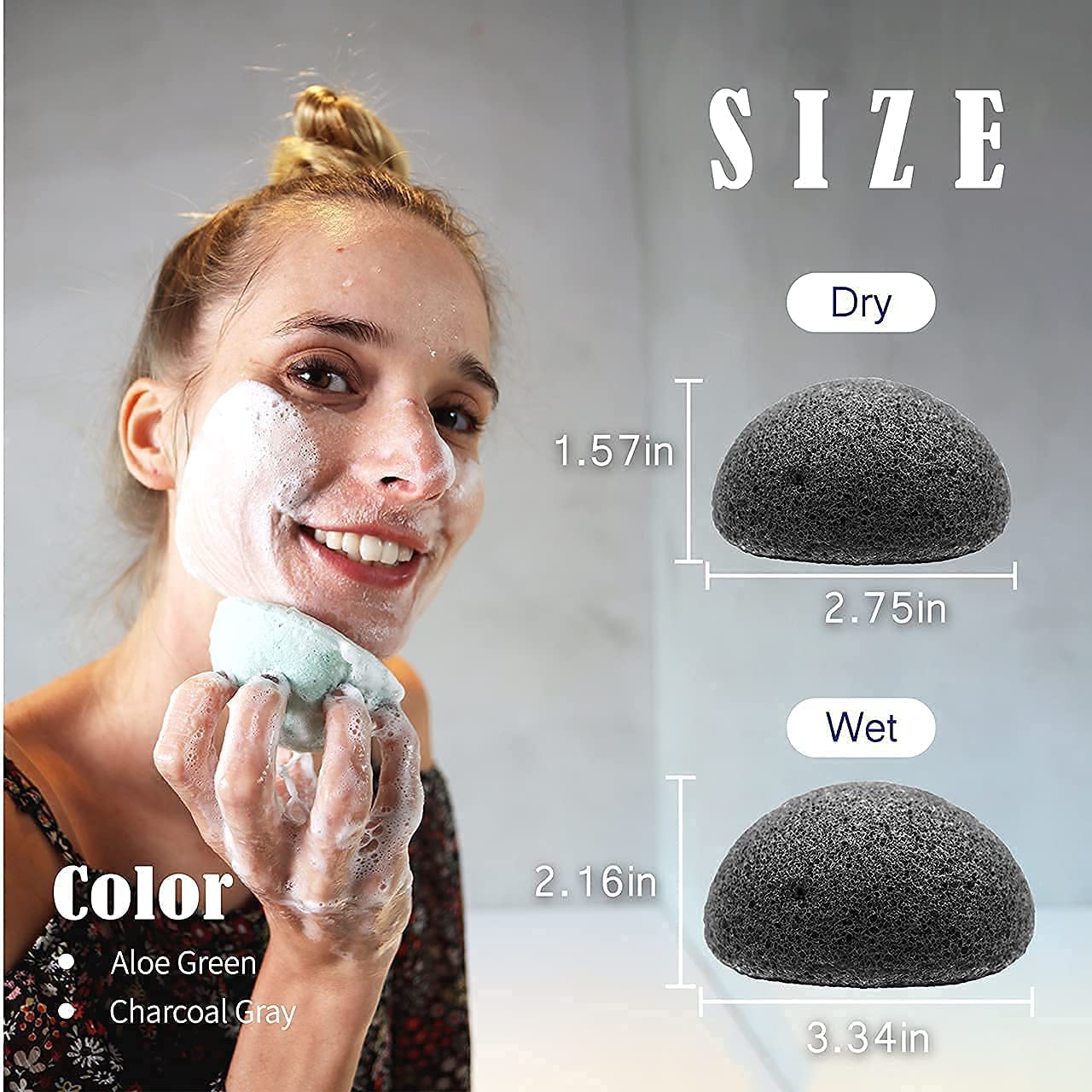 MyHomeBody (4 Pack) 100% Natural Konjac Facial Sponges with Activated Charcoal and Aloe Vera