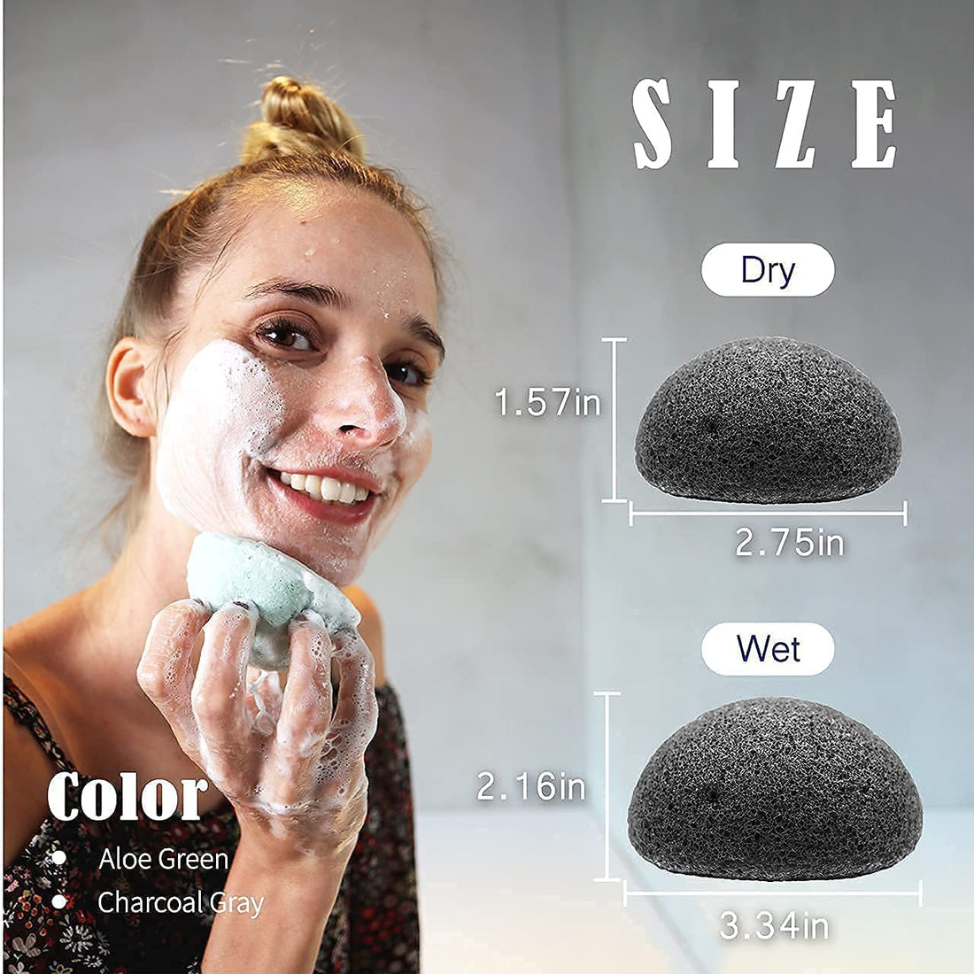 MyHomeBody (4 Pack) 100% Natural Konjac Facial Sponges with Activated Charcoal and Aloe Vera